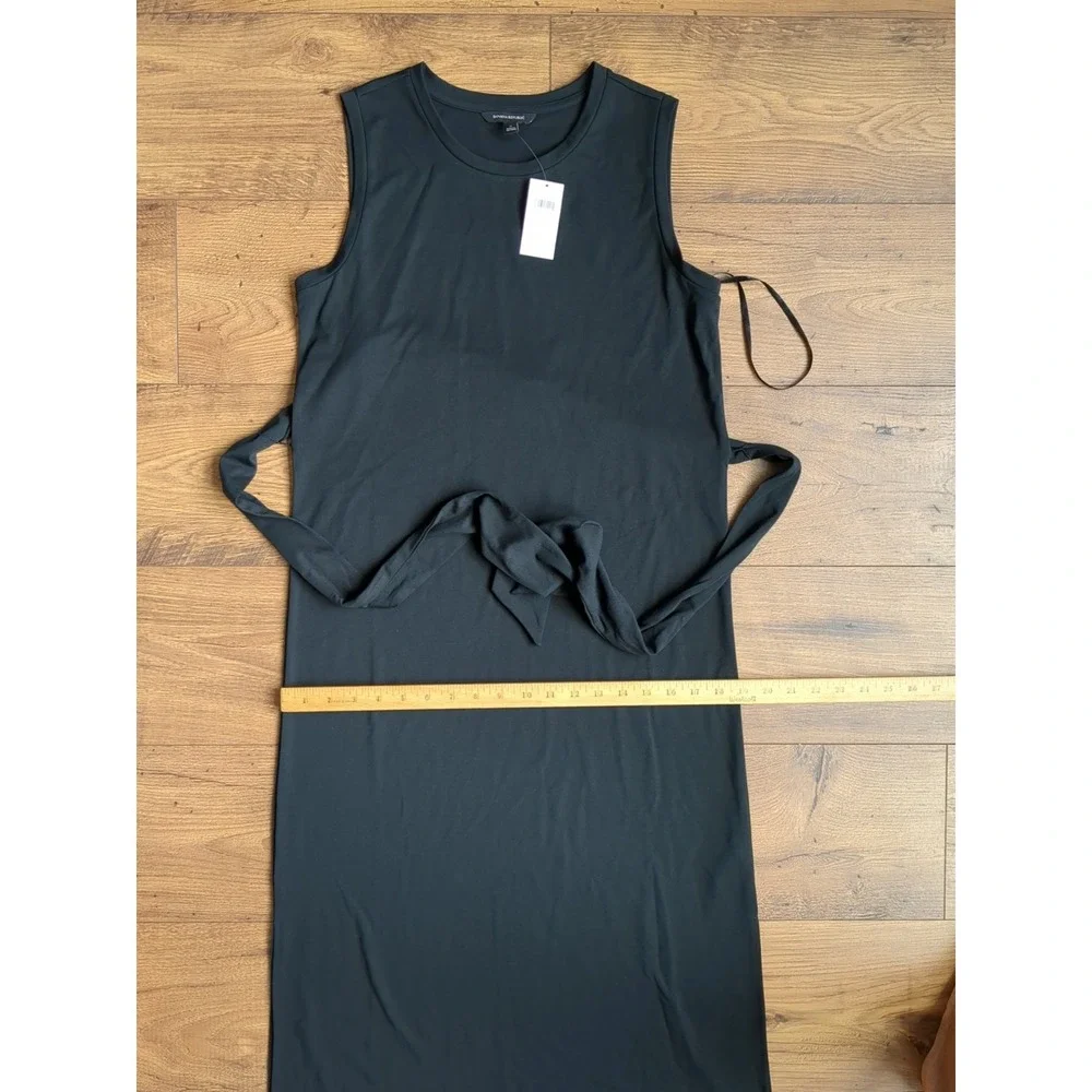 NWT Banana Republic Womens S Black Full‎ Length Sleeveless Tie-Belt Dress - Picture 8 of 16